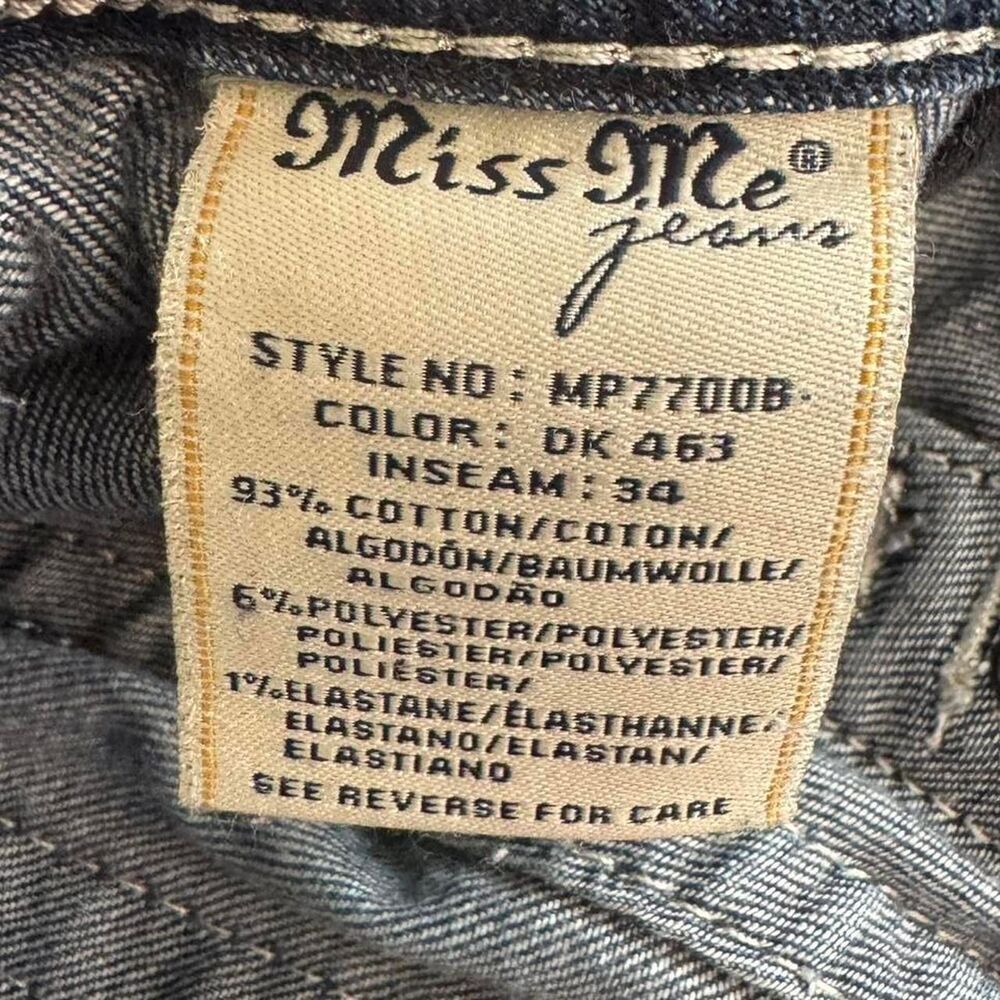 Miss Me Mid Rise Bootcut Jeans Size 28 Metallic Silver Stitch Embellished - Picture 4 of 7